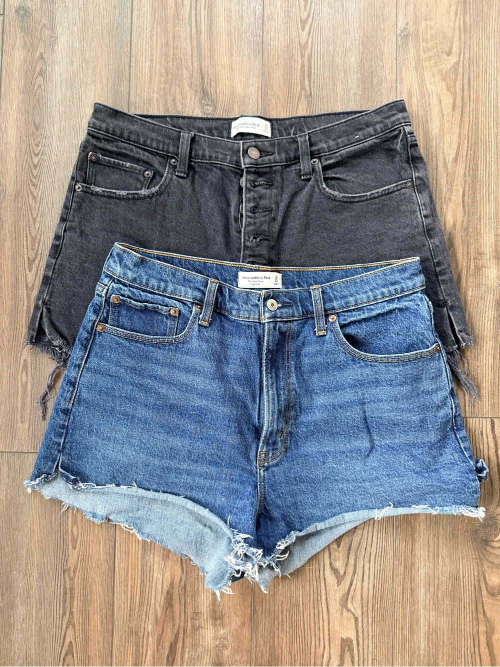Abercrombie & Fitch Black and Blue Denim Shorts Duo